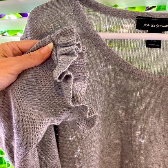 Ashley Stewart gray ruffle sweater - Picture 4 of 8